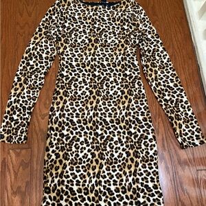 Y2K Arden B Leopard Print Long Sleeve Dress small
